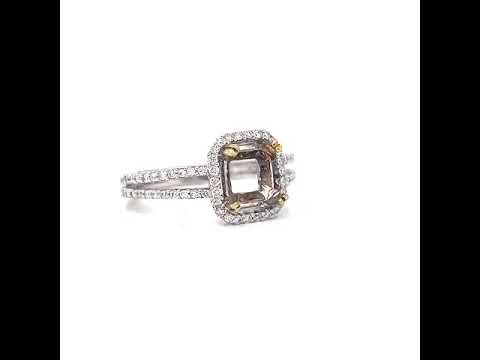 Semi-Mount Fits 8 x 6.5 mm with Natural Diamond Halo Ring, in White Gold - Pre-owned