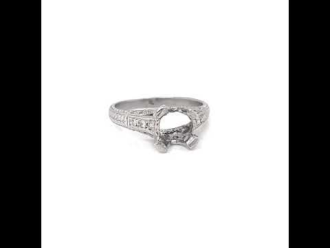 Semi-Mount Fits 6.7 mm with Natural Diamond in Platinum Ring - Pre-owned