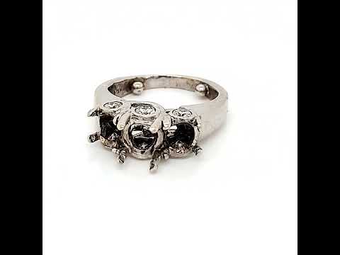 Semi-Mount Natural Diamond 3 Stone Ring, in White Gold - Pre-owned