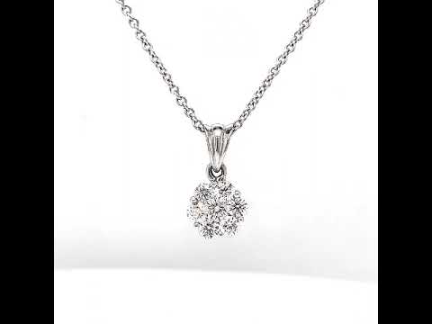 Natural Diamond Illusion Cluster Pendant, in White Gold