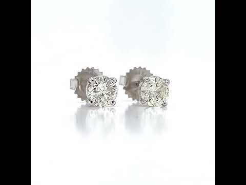 1.20 ct.tw. Natural Round Diamond Stud Earrings, in White Gold