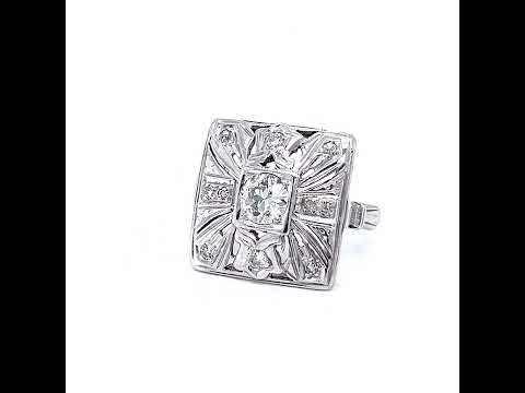 Natural Old European Cut Cocktail Ring, in White Gold