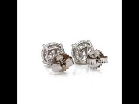 4.12 ct.tw. Natural Round Diamond Stud Earrings, in White Gold