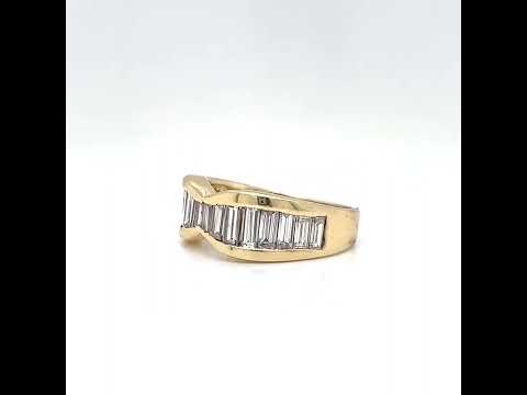 Natural Baguette Diamond Band Ring, in Yellow Gold