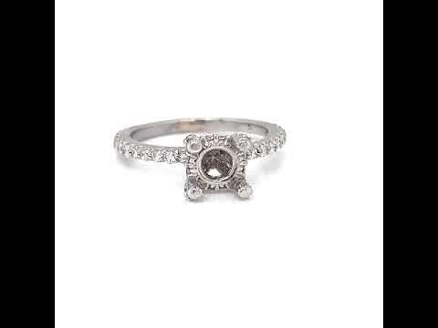 Semi-Mount Fits 7 mm with Natural Diamond Ring, in White Gold