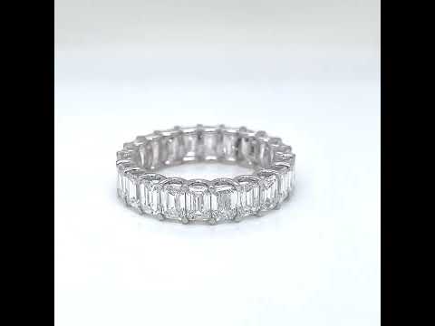 Natural Emerald Cut Diamond Eternity Band White Gold