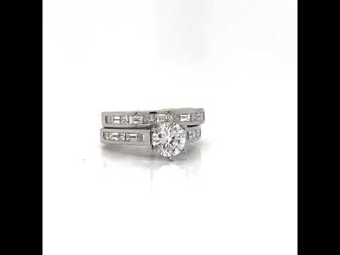 Natural Princess and Baguette Semi-Mount Bridal Band Ring in Platinum