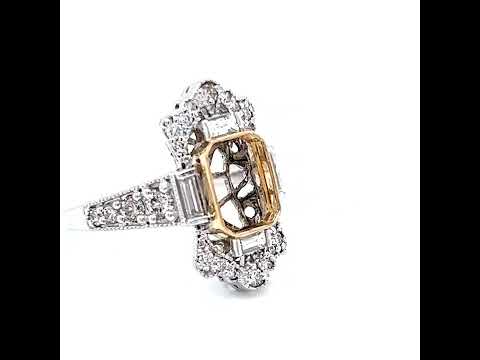 Semi-Mount Ring Fits 8.5 x 6.4 mm with Natural Diamond, in White Gold