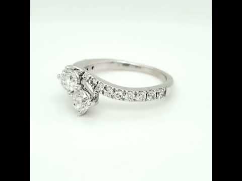 Natural Round Diamond ByPass Bridal Ring, in White Gold - Pre-owned