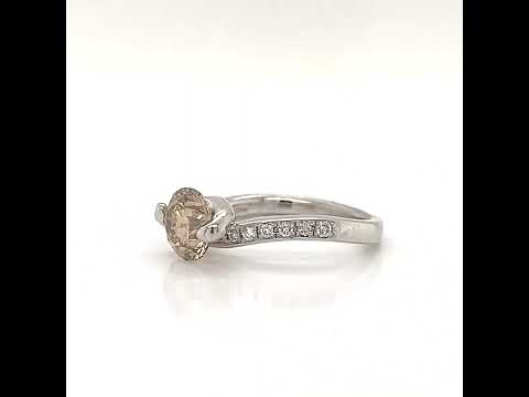 Natural Fancy Brown Yellow Diamond Solitaire Platinum Ring