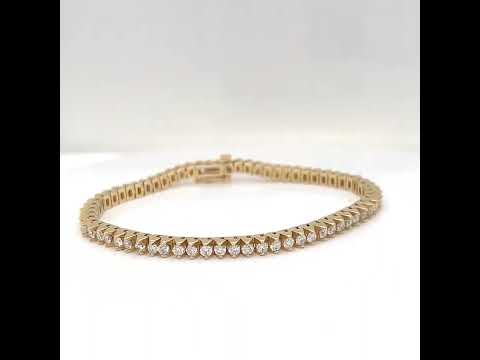 Natural Round Diamond Unique Design Tennis Bracelet, in Yellow Gold