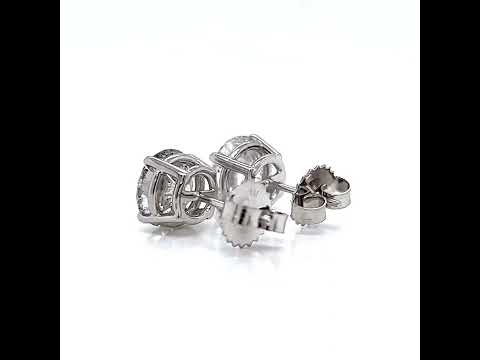 4.02 ct. t.w. Natural Round Diamond Earring Studs, in White Gold