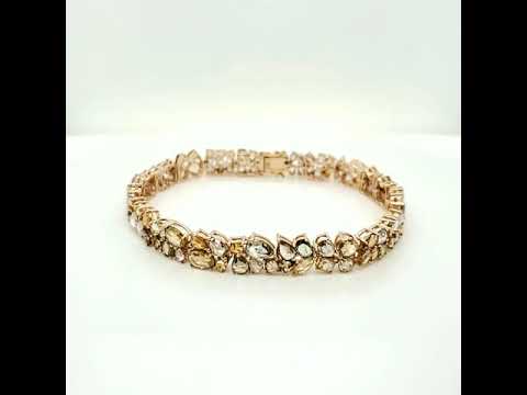 Natural Rose Cut Diamond Art Deco Cocktail Bracelet, in Yellow Gold