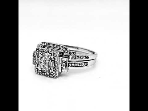Natural Diamonds with Illusion Setting Cocktail Ring, in White Gold