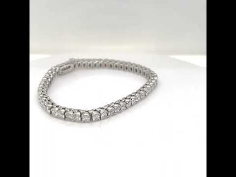 Natural Diamond Semi Bezel Tennis Bracelet, in White Gold