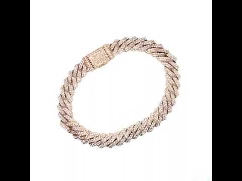 Natural Mined Diamond Cuban Link Bracelet Yellow Gold