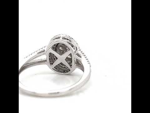 Natural Oval Shaped Diamond Illusion set Cocktail Bridal Ring, in White Gold