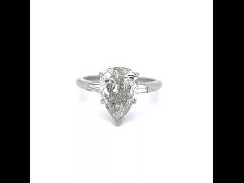 Natural Pear Cut Diamond 3 Stone Platinum Ring - Pre-owned