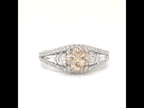 Natural Fancy Yellow Diamond Cocktail Art Deco Ring, in White Gold