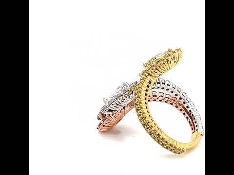Natural Diamond Mix Shape Fancy Diamond Bridal ByPass Ring, in Yellow Gold