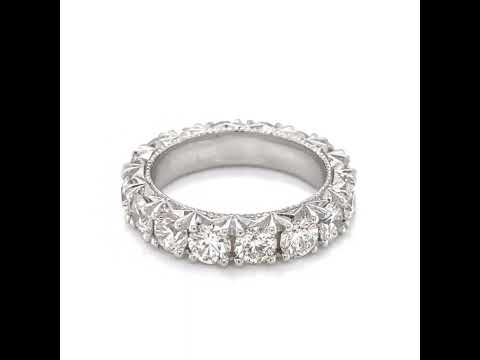 Natural Round Diamond Art Deco French Pave Eternity Ring