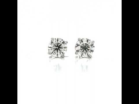 3.01 ct.tw. Natural Round Diamond Stud Earrings, in White Gold