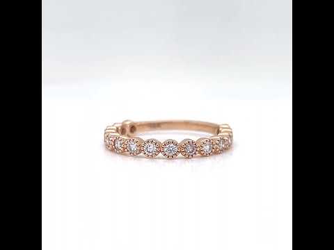 Natural Fancy Light Pink Diamond Milgrain Beaded Ring, in Rose Gold
