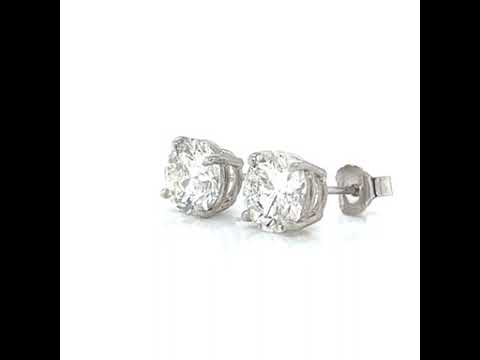 3.05 ct.tw. Natural Round Cut Diamond Stud Earrings, in White Gold
