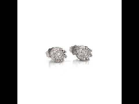Illusion Studs Earrings with Natural Diamonds, in White Gold