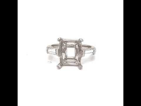 Semi-Mount Fits 11.5 x 9.5 mm with Natural Diamond 3 Stone Ring, in White Gold - Pre-owned