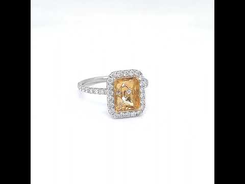 Semi-Mount Fits 8.7 X 6.6 mm with Natural Diamond Halo Ring, in White Gold