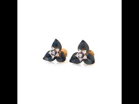Natural Diamond Flower Cocktail Stud Earring, in Yellow Gold