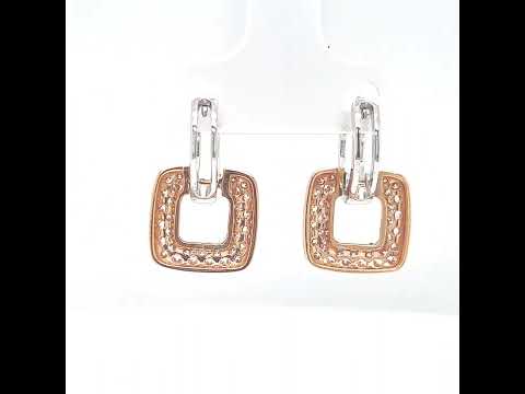 Natural Round Fancy Light Pink Diamond Cocktail Earrings Two-Tone Gold