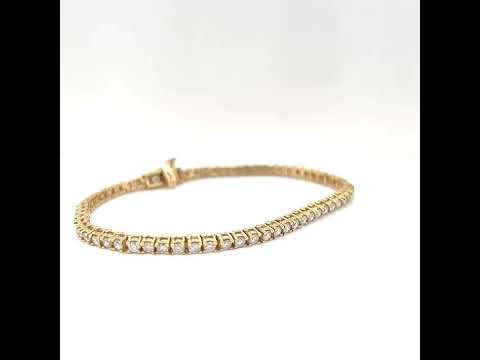 Natural Round Diamond Tennis Bracelet, in Yellow Gold