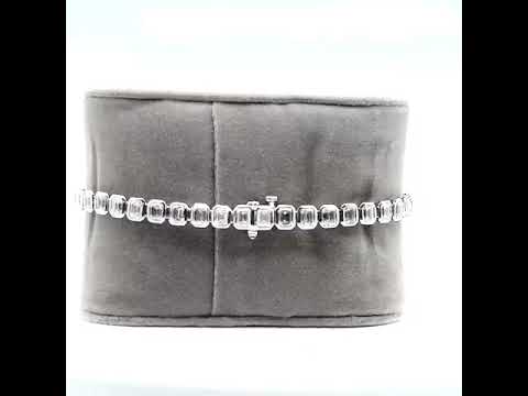 Natural Emerald Cut Diamond Tennis Bracelet, in White Gold