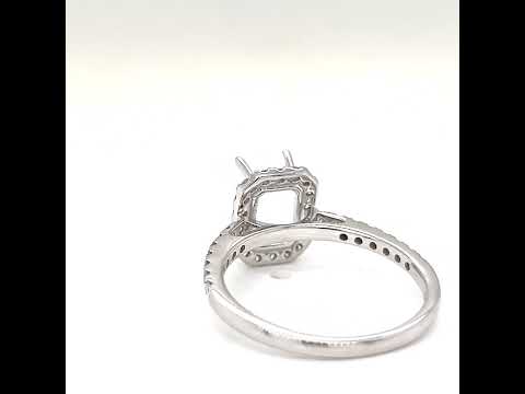 Semi-Mount Fits 6.5X5 mm with Natural Diamond Bridal Ring, in White Gold