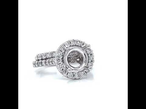 Semi-Mount Fits: 8 mm with Natural Diamond Halo Bridal Band Ring, in White Gold