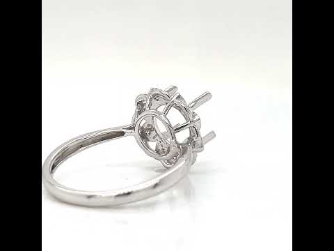 Semi-Mount Fits 7.5 mm with Natural Round Diamond Art Deco Halo Ring, in White Gold