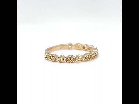 Natural Fancy Yellow Diamond Milgrain Beaded Ring, in Yellow Gold