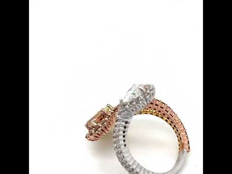 Natural Heart Shaped Fancy Yellow, Orange Brown Diamond Halo Bypass Ring, in Yellow Gold