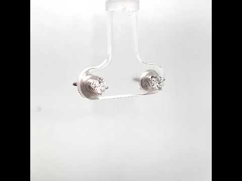 Natural Round Diamond Dainty Stud Earrings, in White Gold