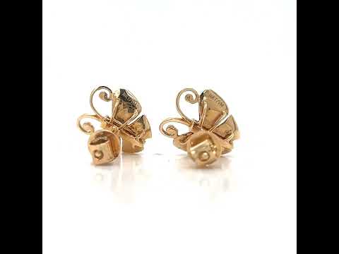Natural Diamond Butterfly Cocktail Stud Earrings, in Yellow Gold