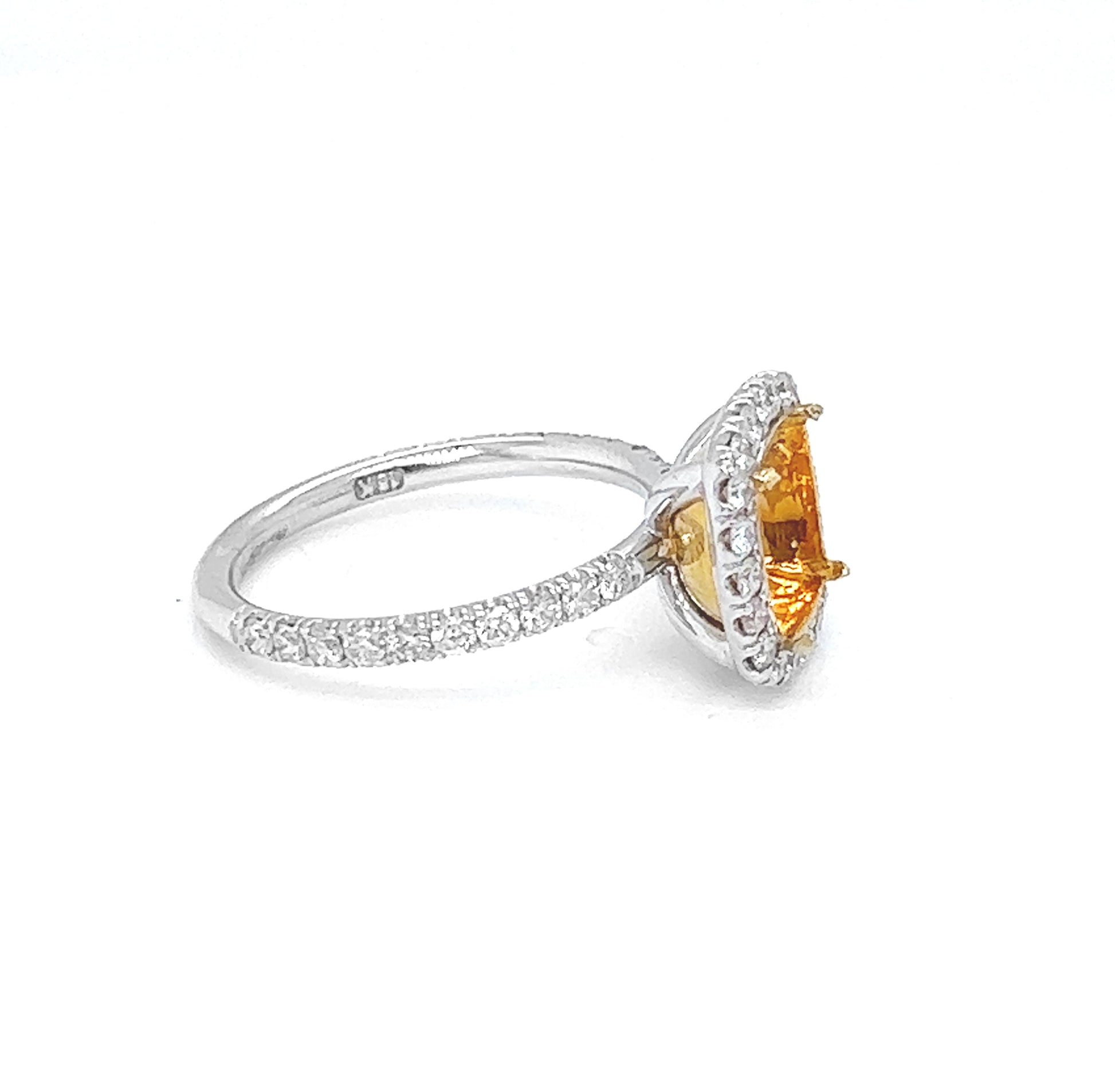 Semi-Mount Fits 7.8 x 7.7 mm with Natural Diamond Halo Ring, in Two Tone Gold