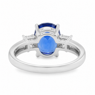 Natural Tanzanite and Diamond 3 Stone Platinum Ring