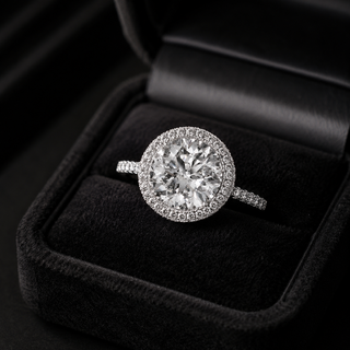 Natural Diamond Halo Ring 18KT White Gold