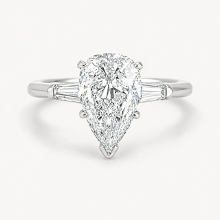 Natural Pear Cut Diamond 3 Stone Platinum Ring