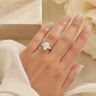 Natural Pear Cut Diamond 3 Stone Platinum Ring
