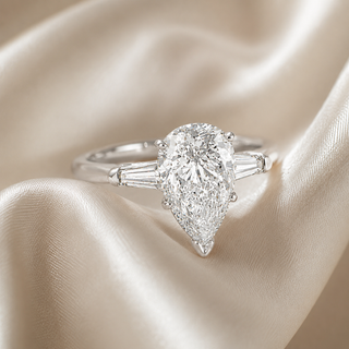 Natural Pear Cut Diamond 3 Stone Platinum Ring