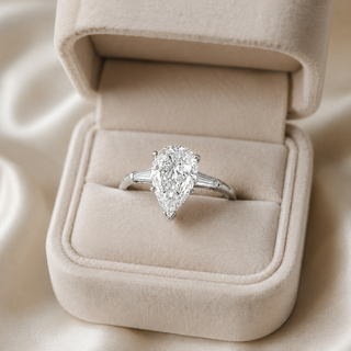 Natural Pear Cut Diamond 3 Stone Platinum Ring