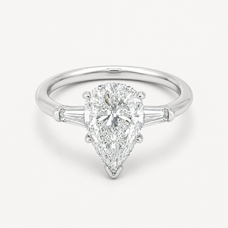 Natural Pear Cut Diamond 3 Stone Platinum Ring